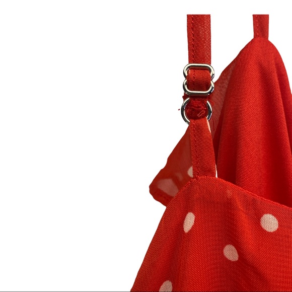 Forever 21 dress L polka dot ruffle spagheti strap red - Picture 5 of 9